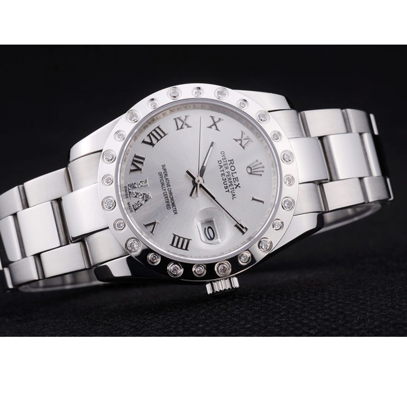 Good Copy Rolex Watches Datejust Dial Rolex Diamond Bezel 7468 Silver 0516